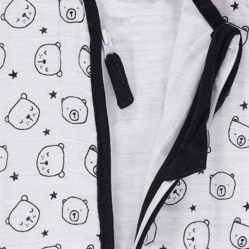 Αμάνικος υπνόσακος από βαμβακερό χασέ με μοτίβο αρκουδάκια 