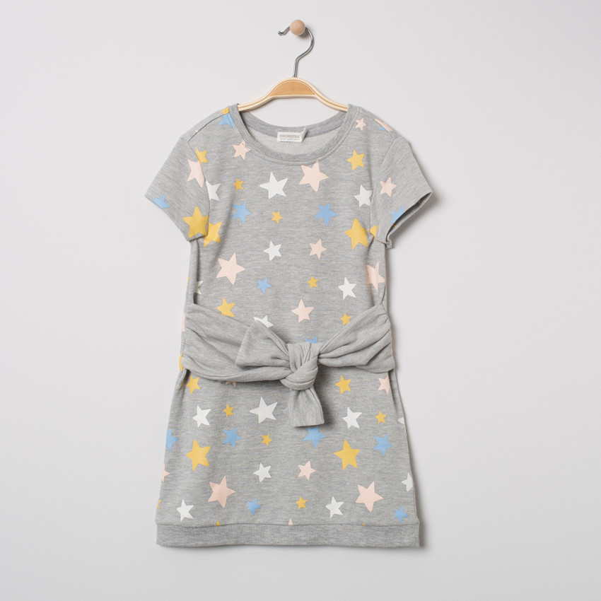 Φόρεμα  molleton με τυπωμένα αστέρια και ζώνη 