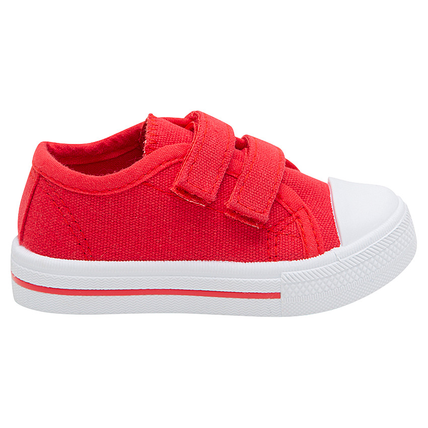 Χαμηλά μονόχρωμα κόκκινα υφασμάτινα αθλητικά παπούτσια με αυτοκόλλητο velcro, σε νούμερο 20 έως 23 