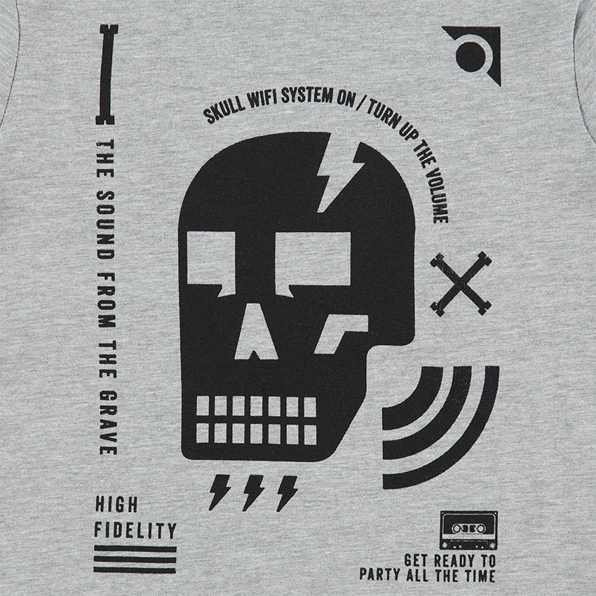 Παιδικά - Μονόχρωμο ζιβάγκο με φαντεζί μοτίβα και στάμπα νεκροκεφαλή 