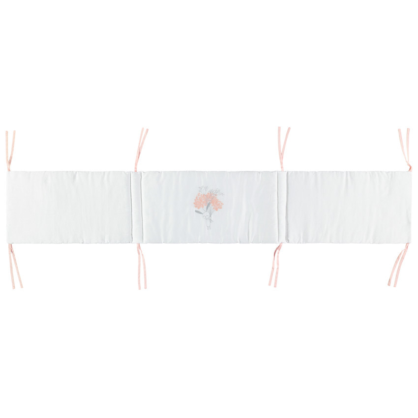 Tour de lit en popeline de coton à nouettes contrastées 