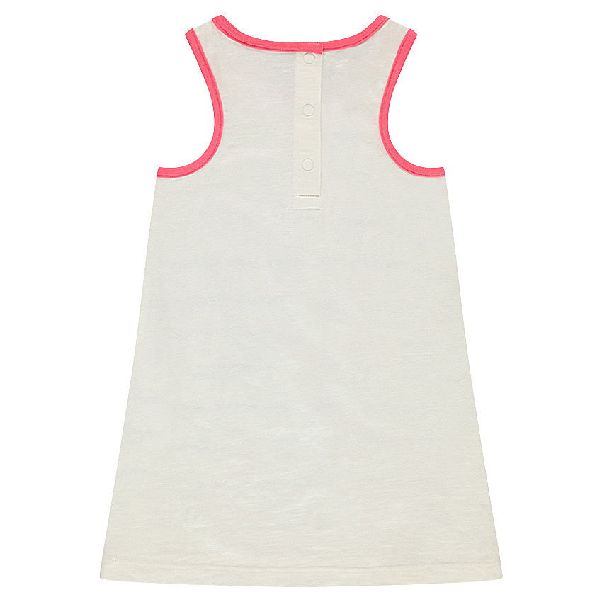 Αμάνικο φόρεμα από ζέρσεϊ slub ύφασμα με ρίγες και τυπωμένο ροζ φλαμίνγκο 