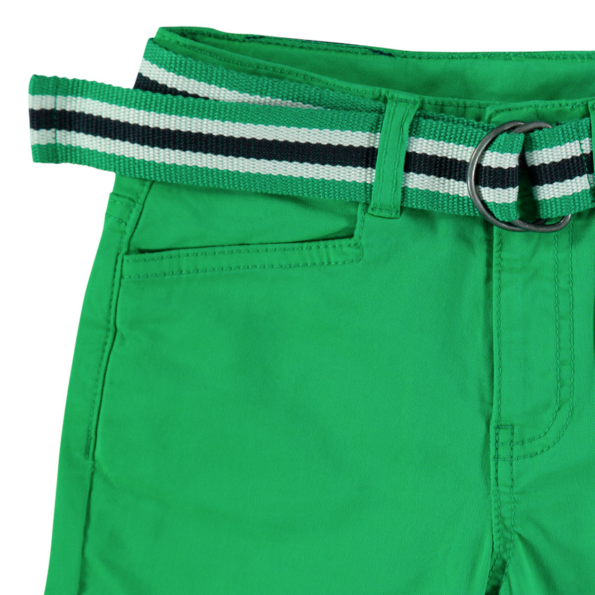 Πράσινο υφασμάτινο παντελόνι με αφαιρούμενη ριγέ ζώνη 