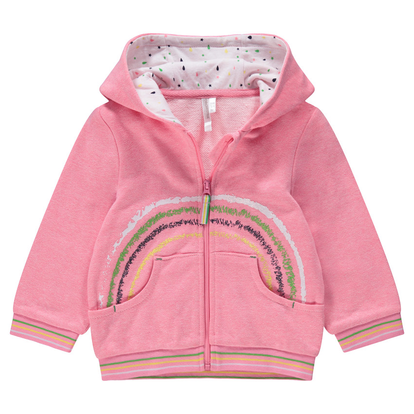 Ζακέτα  από φανέλα με κουκούλα και τύπωμα ουράνιο τόξο 