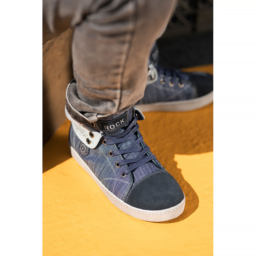 Υφασμάτινα μποτάκια με όψη ντένιμ, κορδόνια και φερμουάρ, από 28 έως 35  