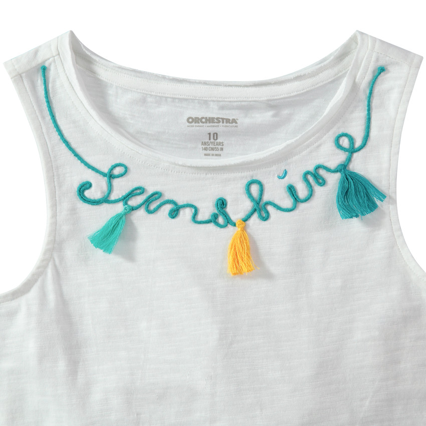 Φανελάκι ζέρσεϊ με κρόσσια και μήνυμα από κορδόνι 