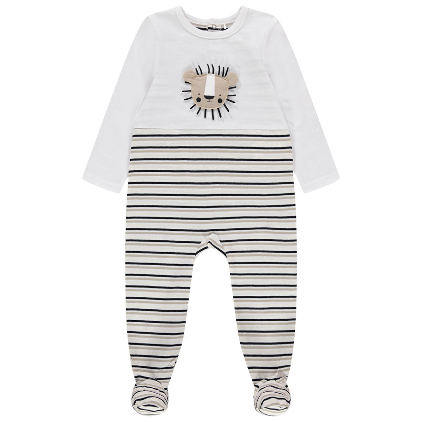 Ριγέ οργανικό φορμάκι  με ανάγλυφο λιοντάρι 