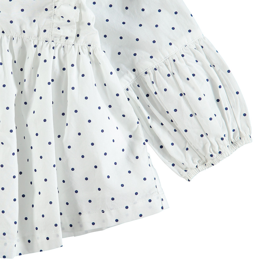 Μακρυμάνικο πουκάμισο με πουά σε όλη την επιφάνεια και λαιμό-γιακά 