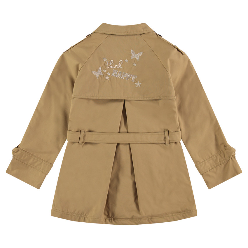 Καμπαρντίνα στο χρώμα της άμμου με επένδυση από sherpa και διακοσμητικά κεντήματα 