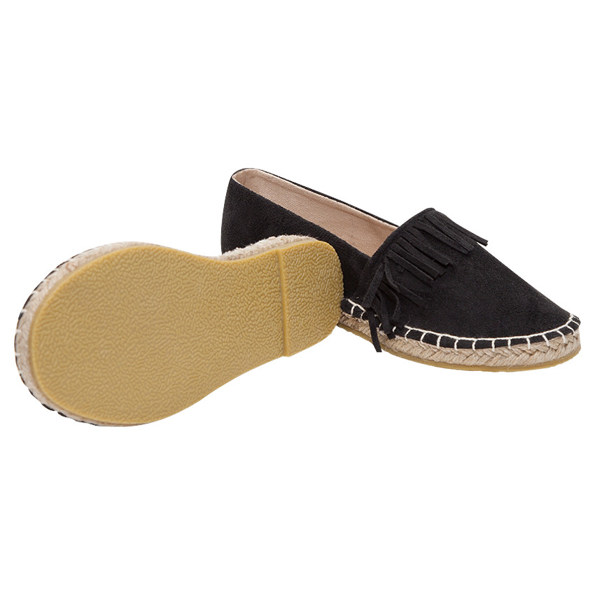 Εσπαντρίλιες σε απομίμηση δέρματος με κρόσσια 