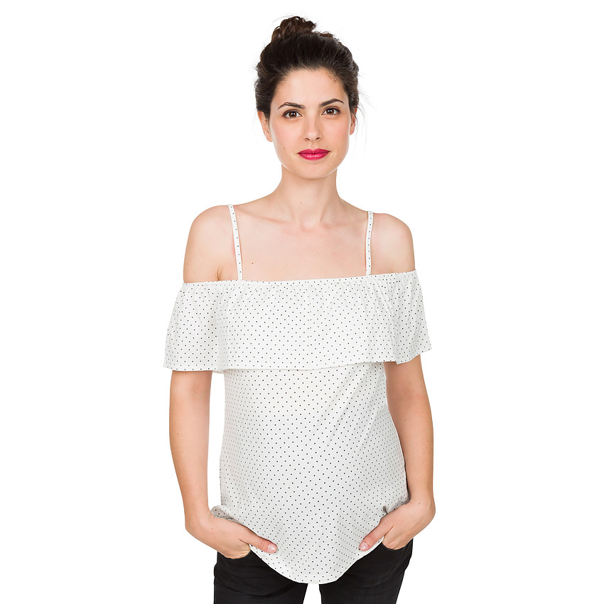 Τοπ εγκυμοσύνης με λεπτές τιράντες και βολάν 