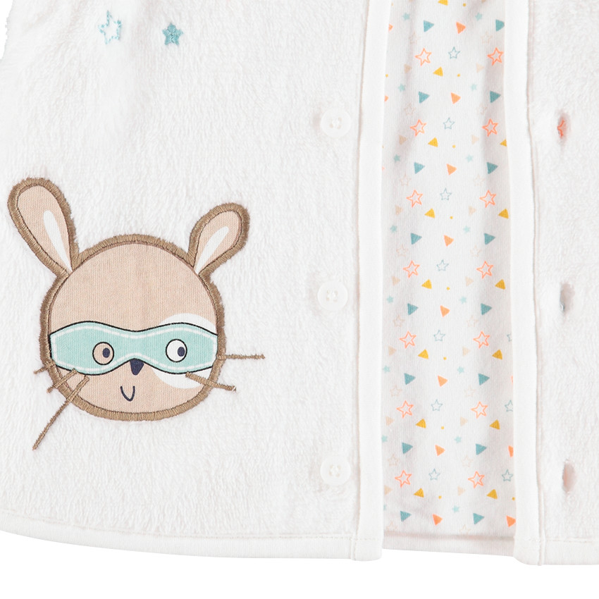 Σύνολο βελούδινο παντελόνι, μπλούζα με στάμπα και γιλέκο από λεπτό sherpa 