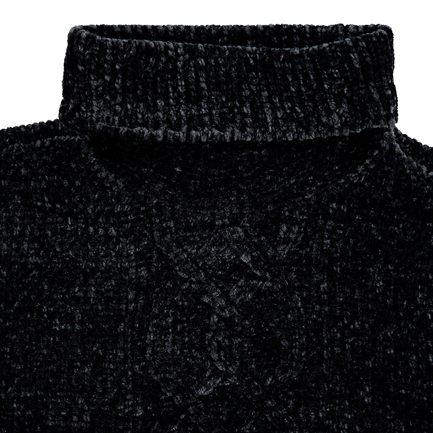 Παιδικά - Σενίλ πλεκτό με λαιμό ζιβάγκο και σχέδιο κοτσίδες 