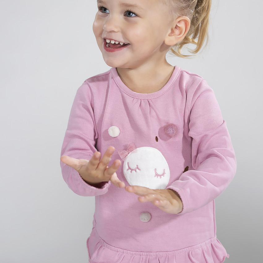 Μακρυμάνικη μπλούζα ζέρσεϊ με φεγγάρι από sherpa και φουντίτσες 