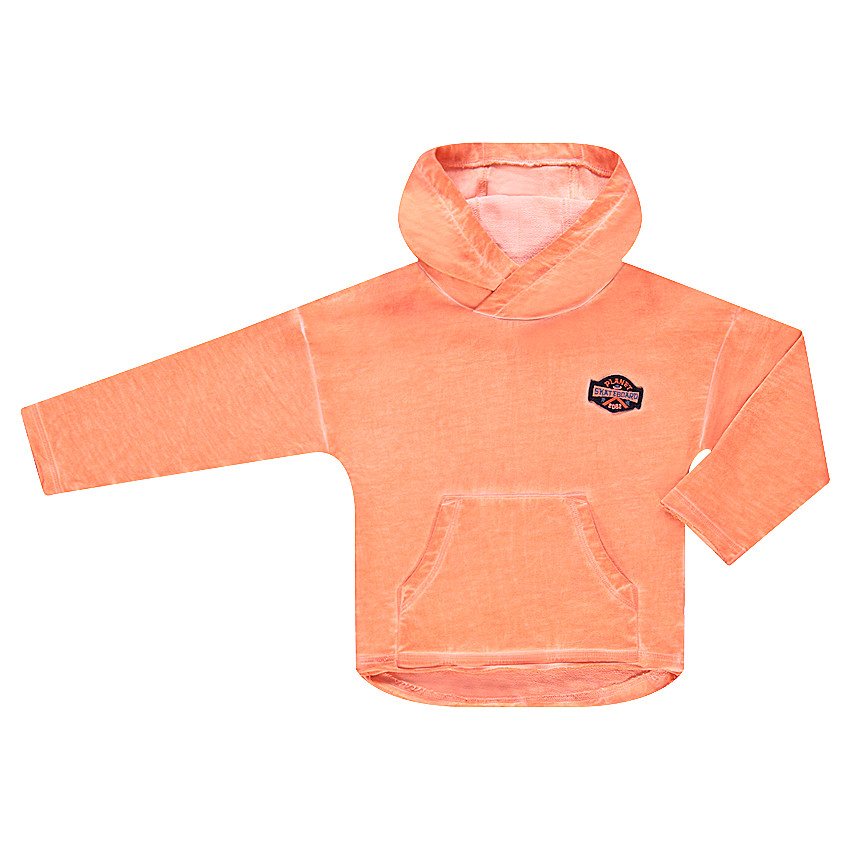 Φανελένιο φούτερ με κουκούλα σε νηματοβαφή με μπάλωμα σε σχήμα οικόσημου 