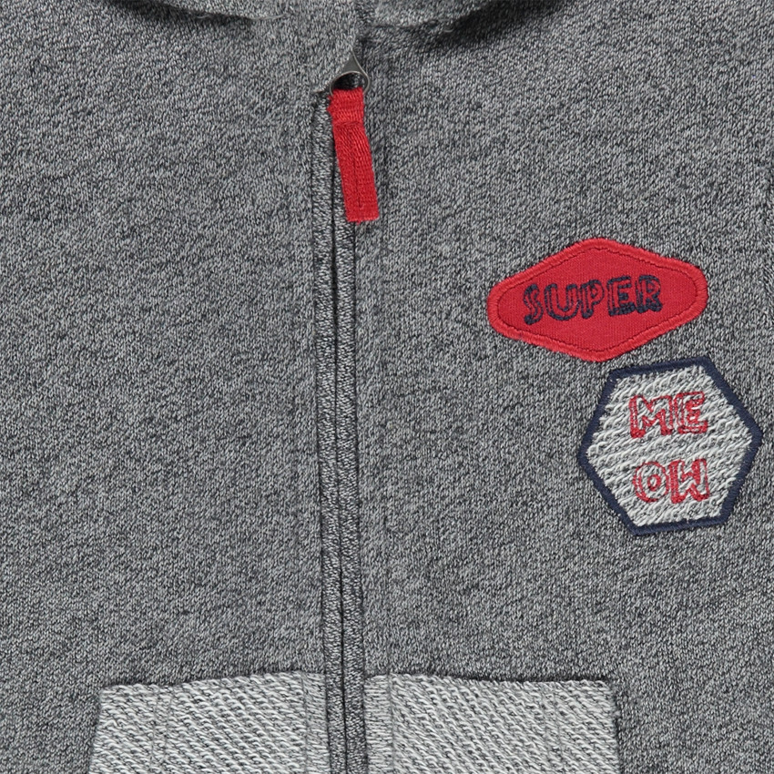 Ζακέτα με κουκούλα από φανέλα με ραμμένα σήματα 