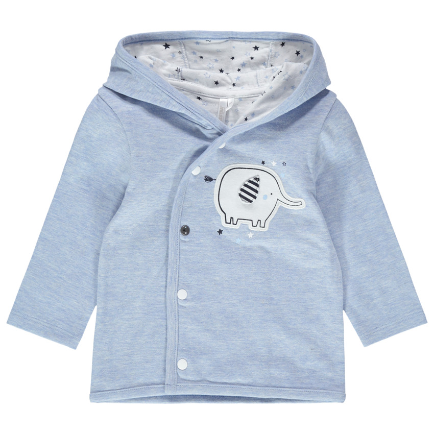 Gilet à capuche avec éléphant patché et doublure étoilée 