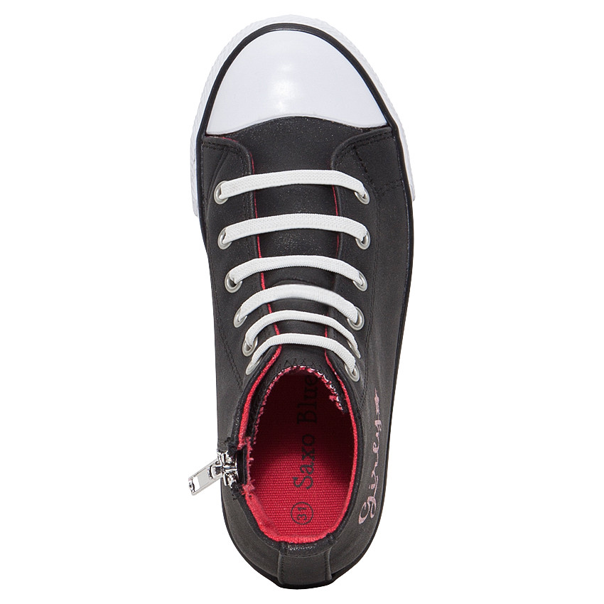 Μαύρα αθλητικά μποτάκια με παγιέτες, ελαστικά κορδόνια και φερμουάρ 