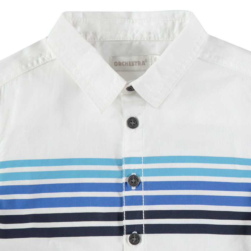 Μακρυμάνικο βαμβακερό πουκάμισο με ρίγες και στάμπα καρχαρία 