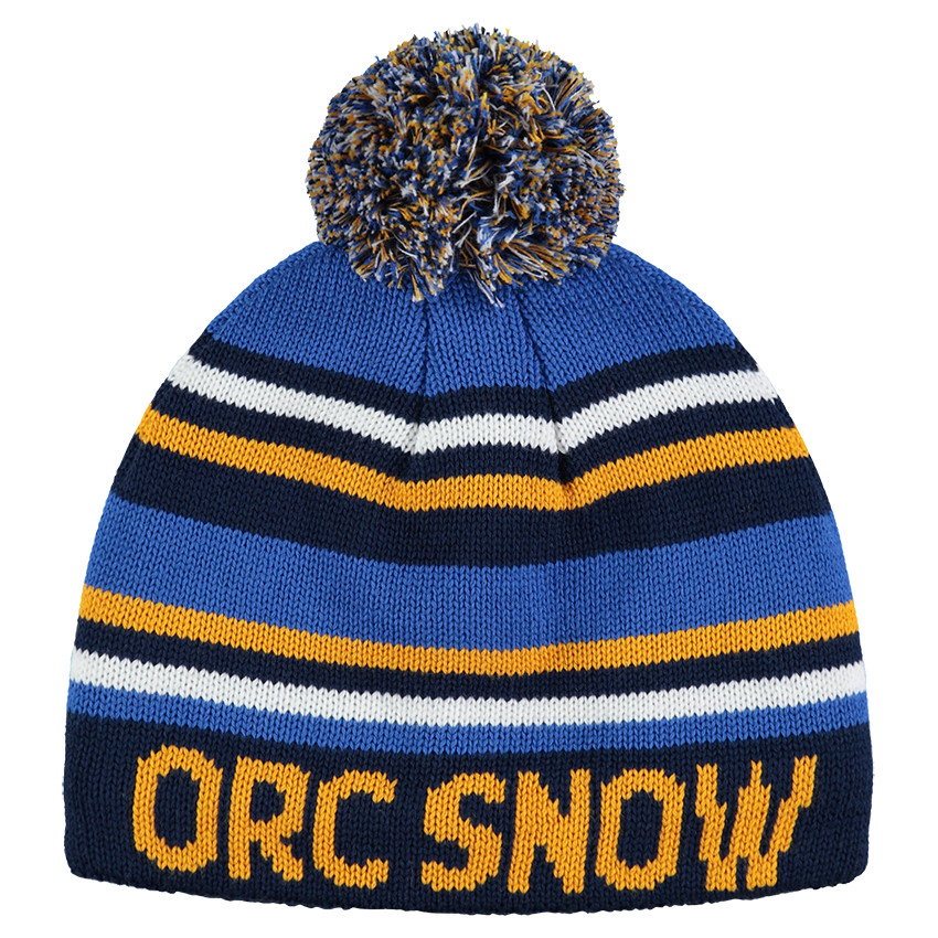 Ριγέ πλεκτός σκούφος με φουντίτσα και επένδυση από sherpa  