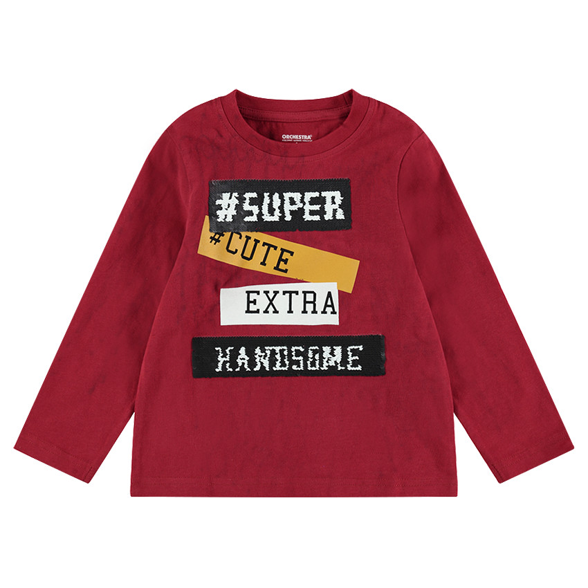 Μακρυμάνικη μπλούζα ζέρσεϊ με μοτίβο και «μαγικές πούλιες» 