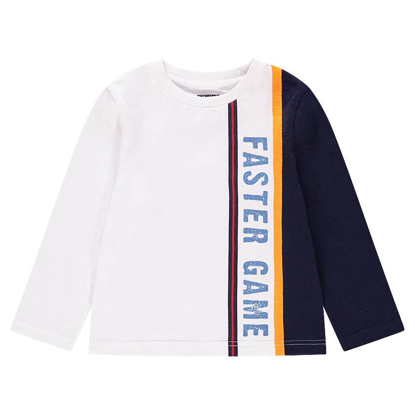 Κοντομάνικη μπλούζα με λωρίδες σε αντίθεση 