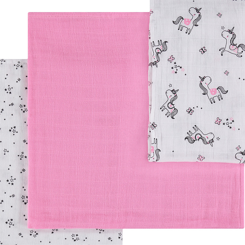 Σετ 3 βαμβακερές πάνες αγκαλιάς με φαντεζί μοτίβα 