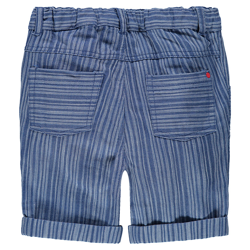 Βερμούδα με λεπτές ζακάρ ρίγες και στάμπα ήλιο 