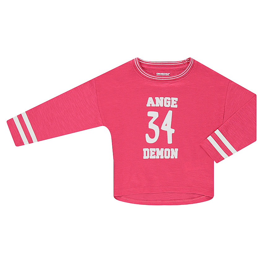 Μακρυμάνικη μπλούζα με λωρίδες και τυπωμένο μήνυμα 