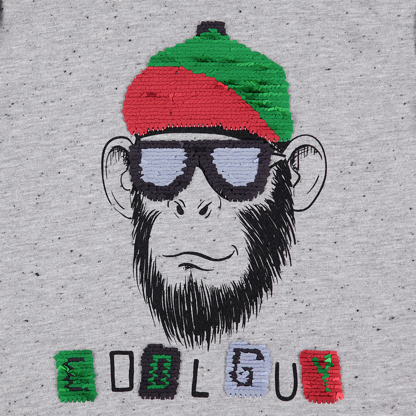 Παιδικά - Μακρυμάνικη μπλούζα με μαϊμού από «μαγικές» πούλιες 