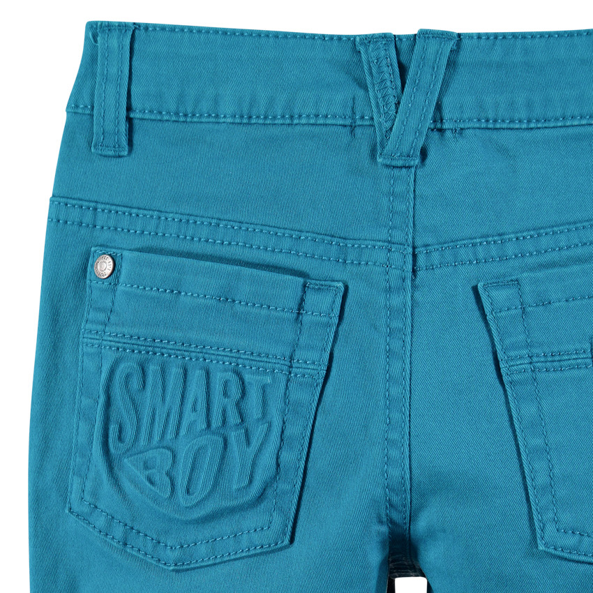 Βαμβακερό παντελόνι νηματοβαφή με φαντεζί τσέπη πίσω 