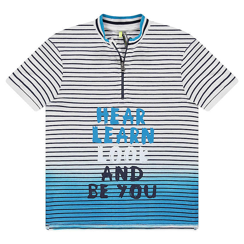 Παιδικά - Κοντομάνικο πόλο ζέρσεϊ με ξεβαμμένη όψη και φερμουάρ στη λαιμόκοψη 