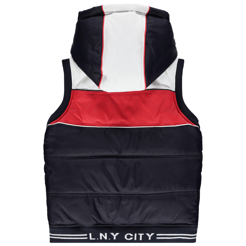 Μπουφάν αμάνικο με κουκούλα με contrast bandes  