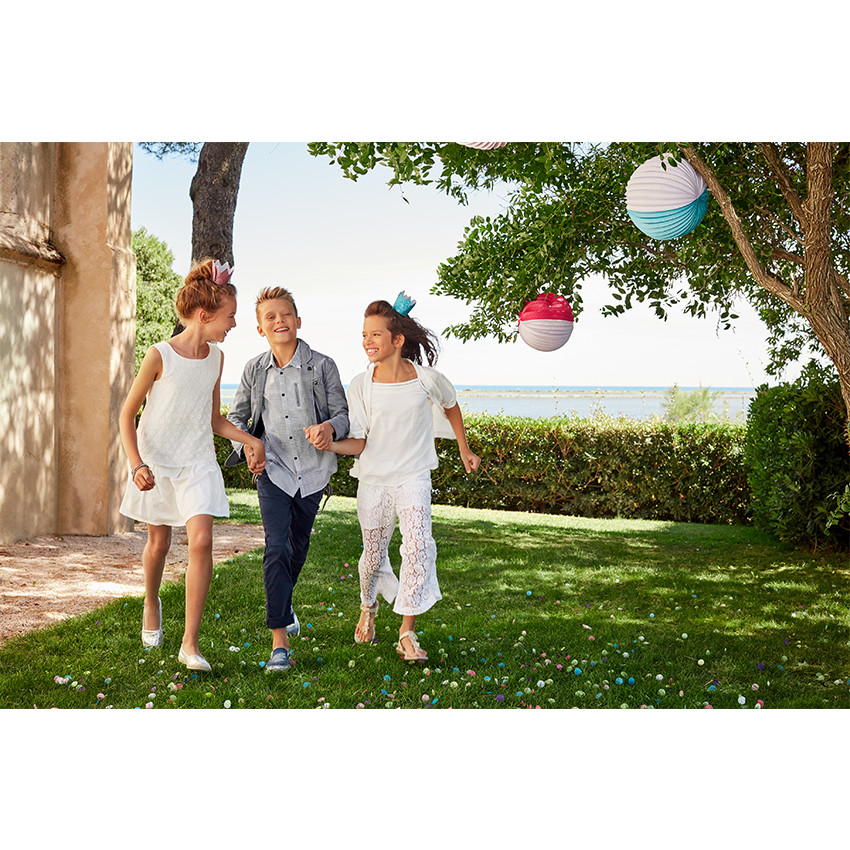 Παιδικά - Φαρδύ παντελόνι από δαντέλα με φλοράλ σχέδιο 