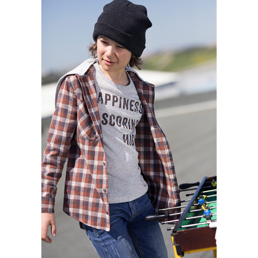 Παιδικά - Μακρυμάνικη μπλούζα με λωρίδες για αντίθεση και τυπωμένο κείμενο 