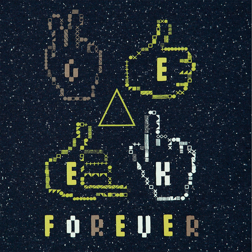 Μακρυμάνικη μπλούζα ζέρσεϊ μελανζέ με τυπωμένα σύμβολα 