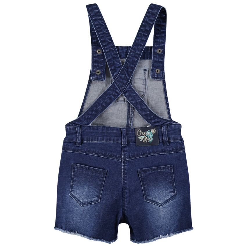 Κοντή τζιν σαλοπέτα με used όψη και κεντημένες πεταλούδες 