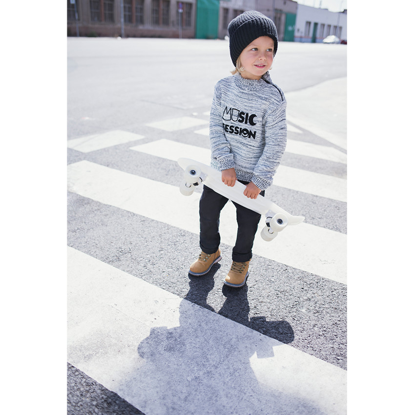 Πλεκτό μελανζέ με φερμουάρ στη λαιμόκοψη και τυπωμένο κείμενο 