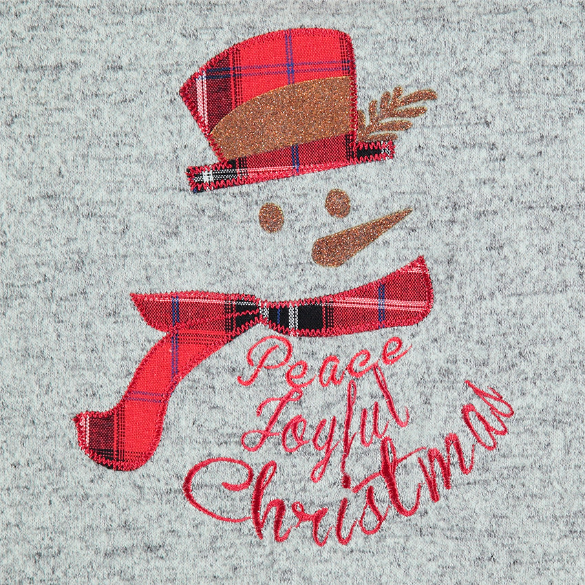 Παιδικά - Χριστουγεννιάτικη μακρυμάνικη μπλούζα με κεντημένο μπάλωμα με χιονάνθρωπο 