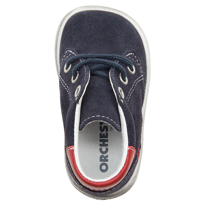 Μποτάκια από σουέτ δέρμα με κορδόνια και κόκκινες λεπτομέρειες 