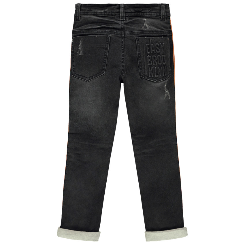 Jean slim effet used à bandes sur les côtés 