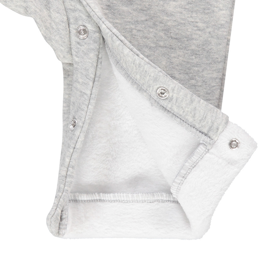 Μακρύ πλεκτό ολόσωμο φορμάκι με επένδυση από sherpa, λωρίδες και τσέπη καγκουρό 