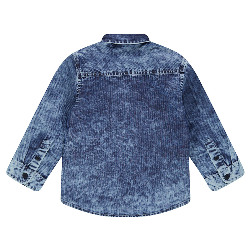 Μακρυμάνικο πουκάμισο με όψη ξεβαμμένου ντένιμ και ρίγες 