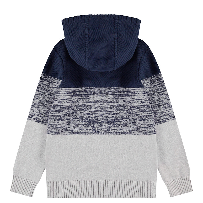 Παιδικά - Τρίχρωμο πουλόβερ με κουκούλα 
