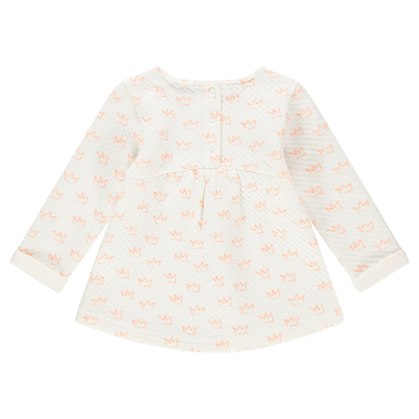 Μακρυμάνικη τουνίκ από βαμβακερό γκοφρέ ύφασμα με τυπωμένα στέμματα σε όλη την επιφάνεια 