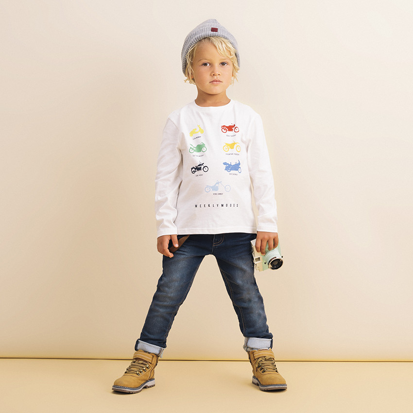 Jean effet used à bretelles amovibles 