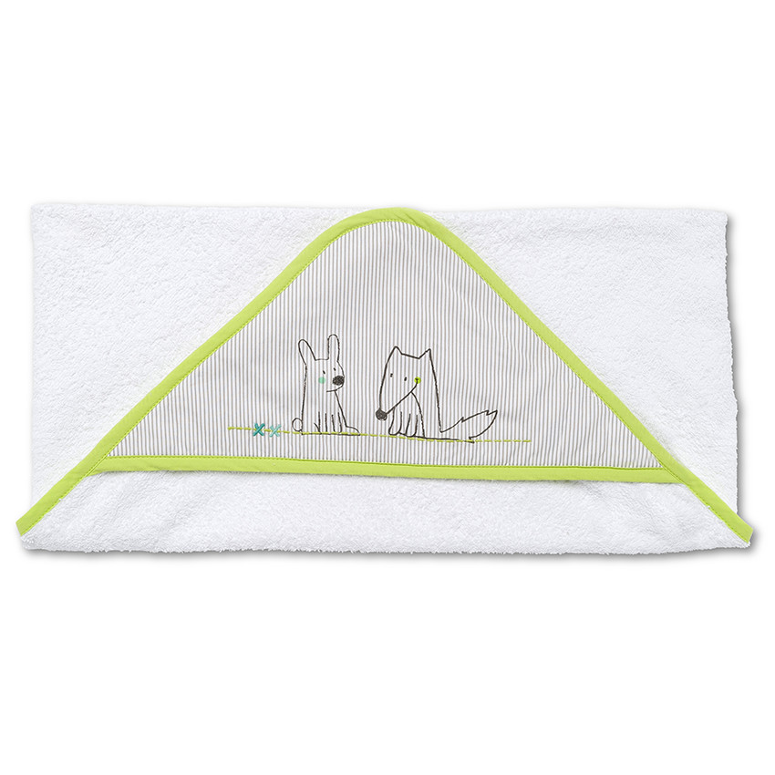 Set de bain : cape et gant de toilette en coton éponge 