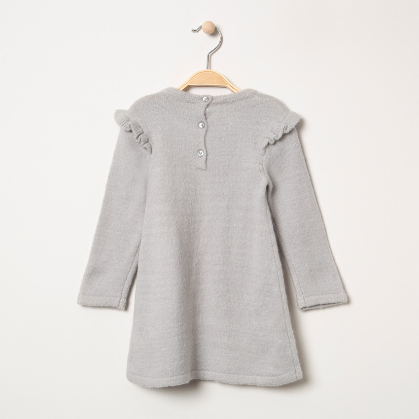 Μακρυμάνικο πλεκτό φόρεμα με ζακάρ ουράνιο τόξο 