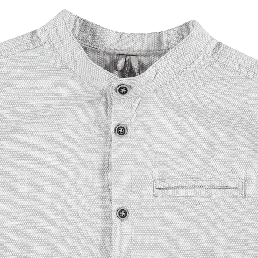 Μακρυμάνικο βαμβακερό πουκάμισο με μάο γιακά και μελανζέ όψη 