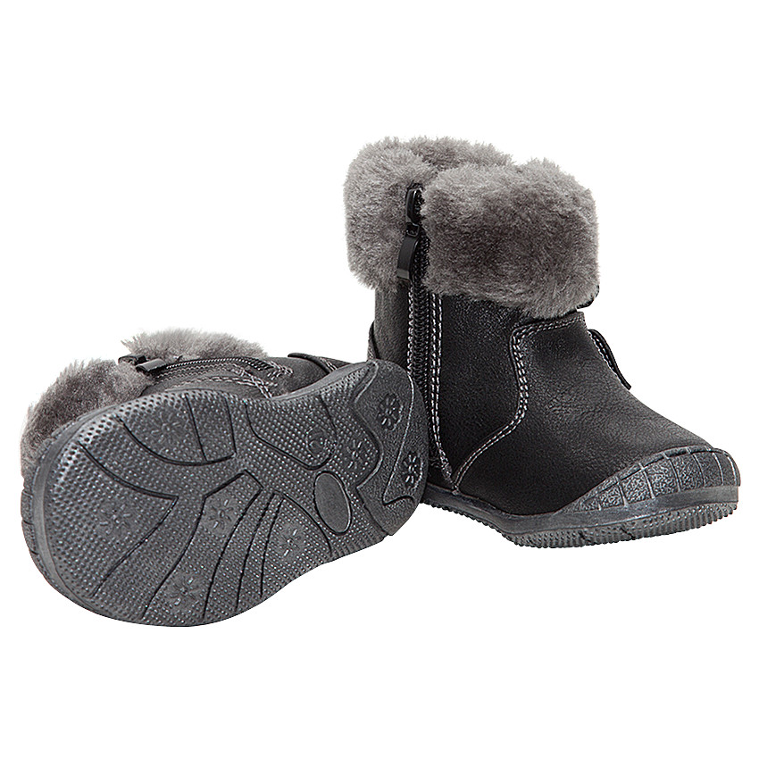 Ασημί μποτάκια με καρδούλες και συνθετική γούνα στο άνοιγμα 